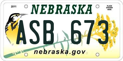 NE license plate ASB673