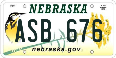 NE license plate ASB676