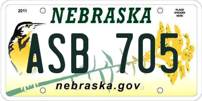 NE license plate ASB705