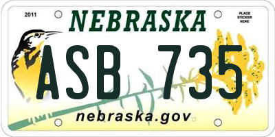 NE license plate ASB735