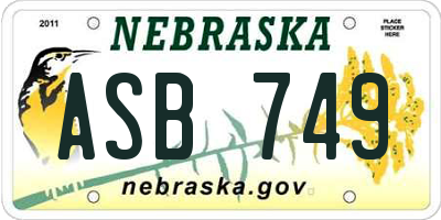 NE license plate ASB749