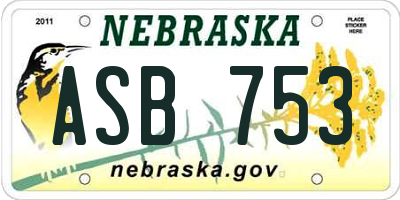 NE license plate ASB753