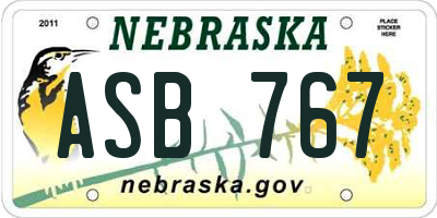NE license plate ASB767