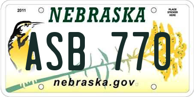 NE license plate ASB770