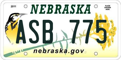 NE license plate ASB775