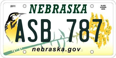 NE license plate ASB787