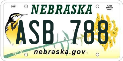 NE license plate ASB788