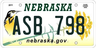NE license plate ASB798