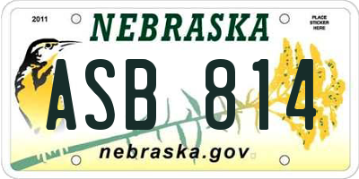 NE license plate ASB814