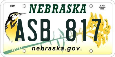 NE license plate ASB817