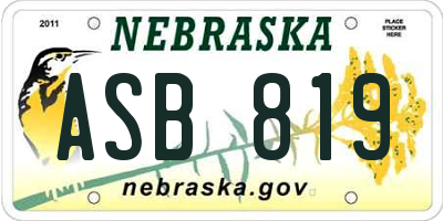 NE license plate ASB819