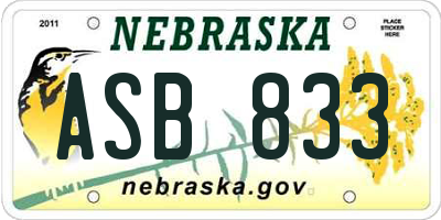 NE license plate ASB833