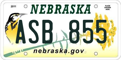 NE license plate ASB855