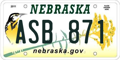 NE license plate ASB871