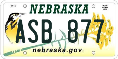NE license plate ASB877