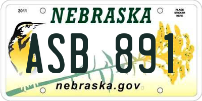 NE license plate ASB891
