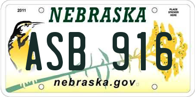 NE license plate ASB916