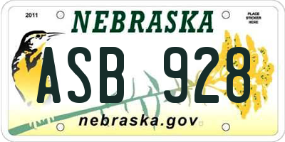 NE license plate ASB928