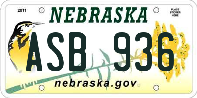 NE license plate ASB936