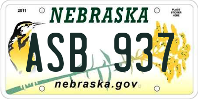 NE license plate ASB937