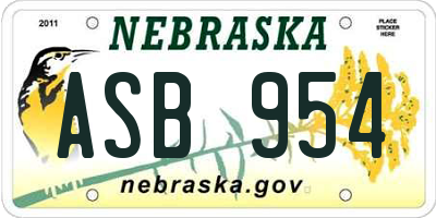 NE license plate ASB954