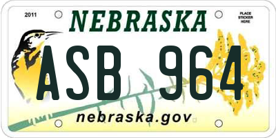 NE license plate ASB964