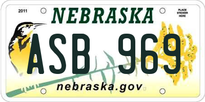 NE license plate ASB969