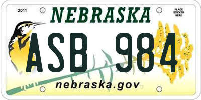 NE license plate ASB984