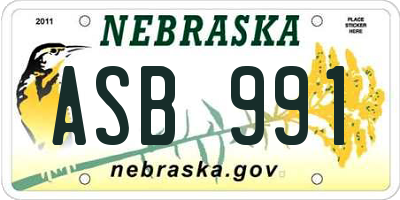 NE license plate ASB991