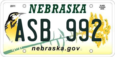 NE license plate ASB992