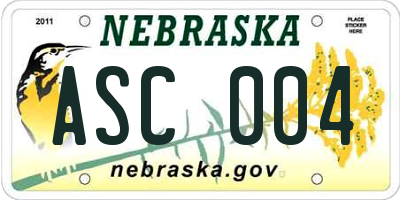 NE license plate ASC004