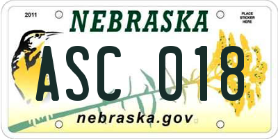 NE license plate ASC018