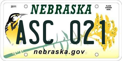 NE license plate ASC021