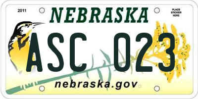 NE license plate ASC023