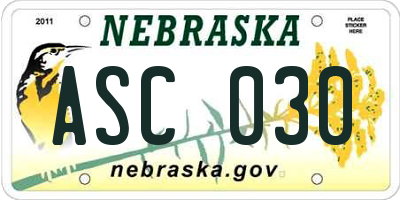 NE license plate ASC030