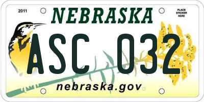 NE license plate ASC032