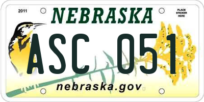 NE license plate ASC051