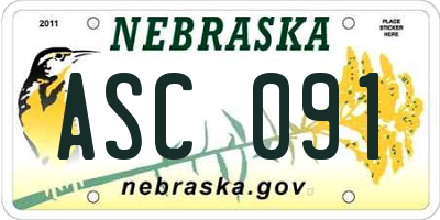 NE license plate ASC091