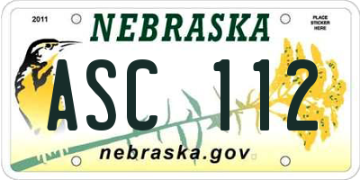NE license plate ASC112
