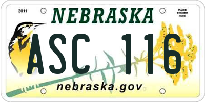 NE license plate ASC116