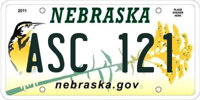 NE license plate ASC121