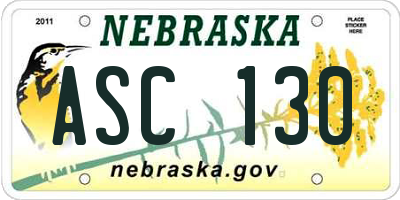 NE license plate ASC130