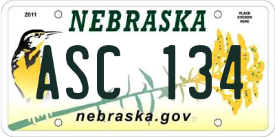 NE license plate ASC134