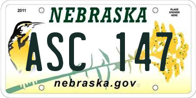 NE license plate ASC147