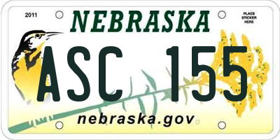 NE license plate ASC155
