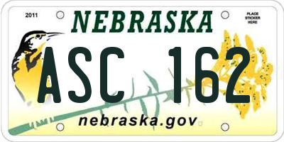 NE license plate ASC162