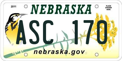 NE license plate ASC170