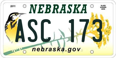 NE license plate ASC173