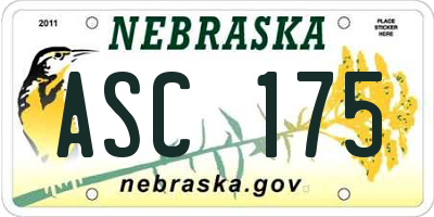 NE license plate ASC175