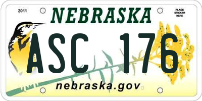 NE license plate ASC176